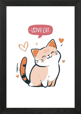Niedliche Cartoon Katze #2 gerahmtes Wandbild Poster Druck Bild