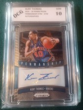 Gem10 Graded Basketball Autographed NBA Card Panini Prizm Penmanship Kurt Thomas