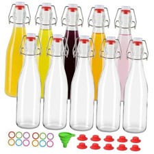 12 oz 10 Pack Swing Top Glass Bottles, Flip Top Brewing Bottle with Airtight
