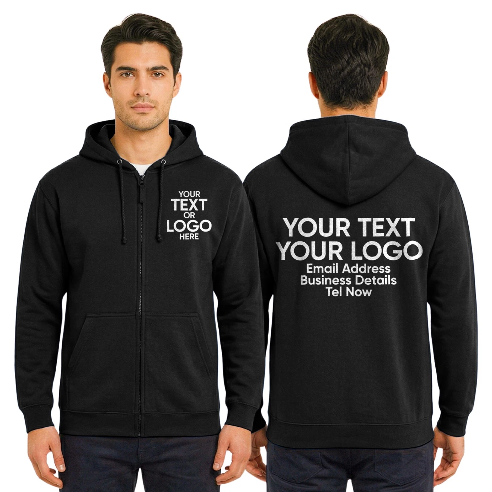 Personalised Printed Full Zip Up Hoodie – Men’s Hooded Coat | Winter Zipper Hood