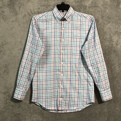Peter Millar Mens Shirt Small Harden Crown Lite Cotton Stretch Check Classic