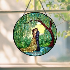 Stained Glass Couple Suncatcher, Romantic Window Hanging