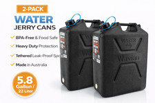 Paquete de 2 latas de agua Wavian 22L 5,8 galones negras sin BPA grado alimenticio con boquilla