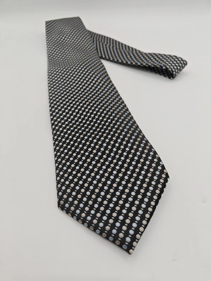 🇮🇹 Corbata de seda Versa 58x3,5 negra geométrica Foto 3 de 4