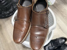 Bruno Magli Joseph Brown Double Monk Strap Dress Shoes Mens 7.5 Italy 