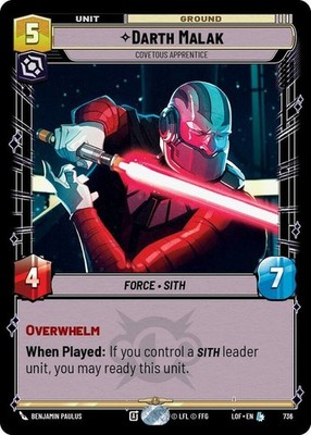 1X-Darth Malak - Covetous Apprentice - Foil-SWU05-Legends of the Force-Star Wars