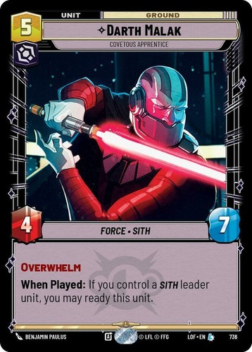 Darth Malak - Covetous Apprentice [Serialized] #1160 Star Wars Unlimited: Legends of the Force card