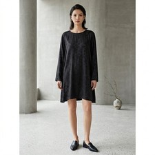Vtg MSAS Mini Dress Womens Size M Black Floral Long Sleeve Goth Witchy Rayon NWT