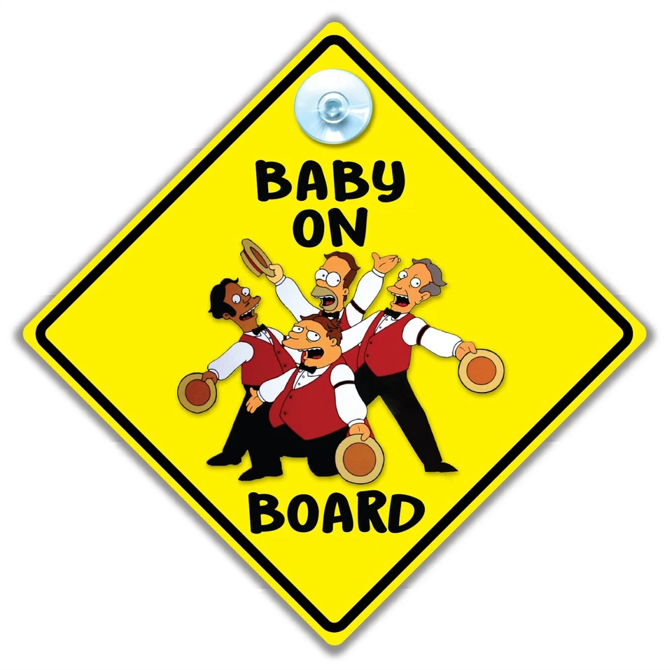 Simpsons Baby on Board Sign With Sucker Attachment 14cm x 14cm