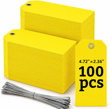 Shipping Tags with Wire - 100 Pack Waterproof Blank Hang Tags  Plastic Wire Lab