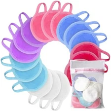 Reusable Makeup Remover Pads, 18 Packs Microfiber Face Cloth with a Washable 