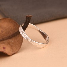 Solid 925 Sterling Silver Curved Textured Band Ring Stunning Gift For Women's