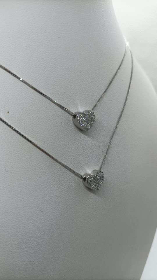 COLLANA CUORE DOPPIO FILO MM 10X10 ZIRCONI BIANCHI CM 45-50 EXPLOIT - Immagine 4 di 4