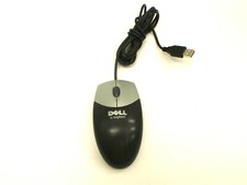 USB MOUSE DELL OPTICAL SCROLL WHEEL TWO BUTTON GENUINE ORIGINAL BLACK CORDED
