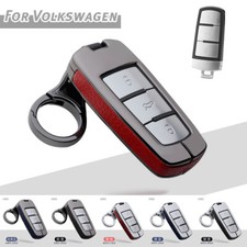 3 Button Zinc Alloy Leather Car Remote Key Fob Cover Case For Vw Cc Passat B6 B7