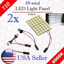 2 X Car Festoon T10 Ba9s White Led 48smd Panel Interior Dome Map Light Bulb Lamp