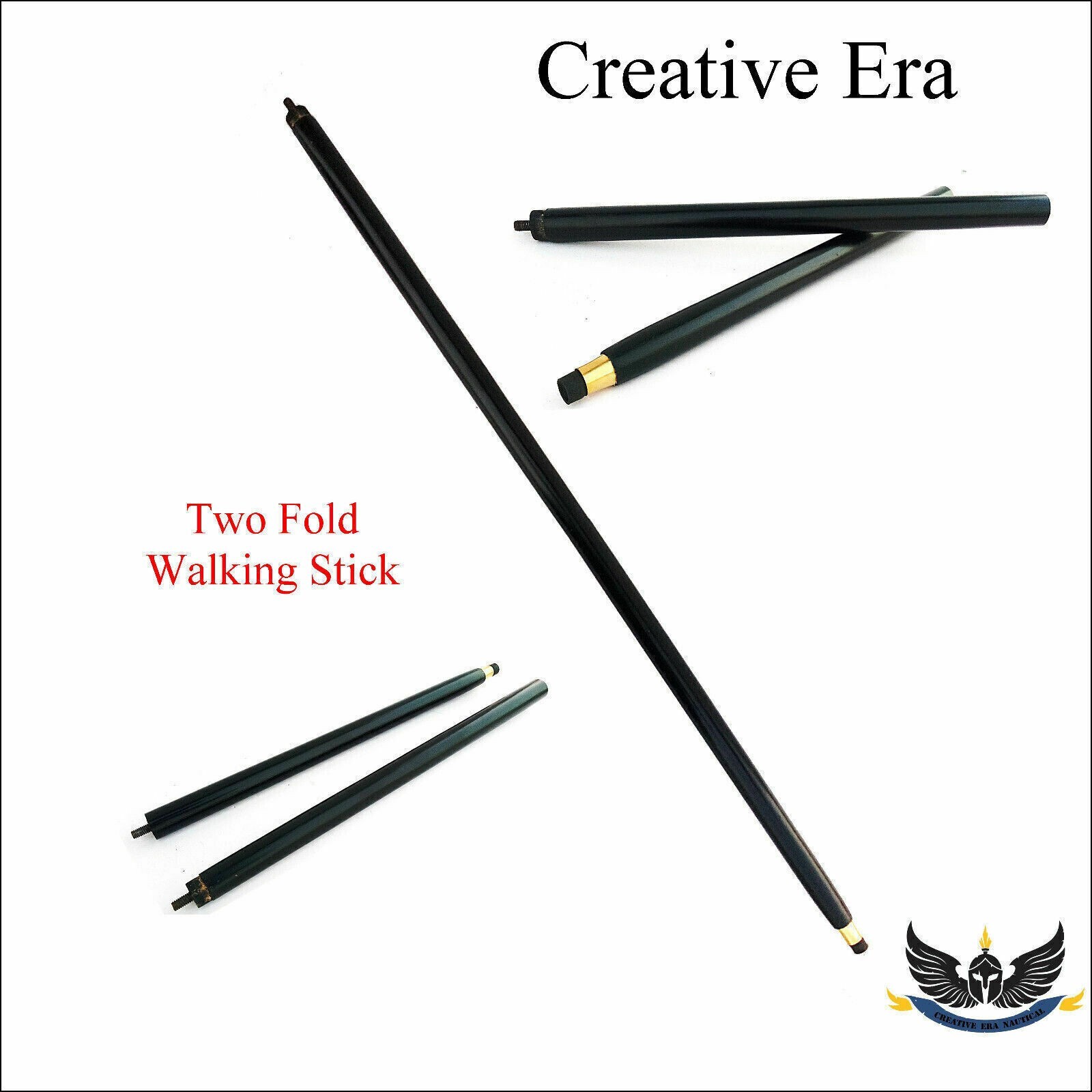 Handmade Wooden Walking Stick Solid Brass Wolf He… - image 2