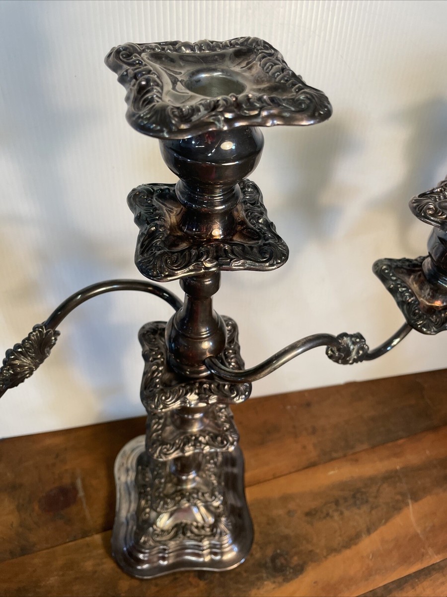 【Rogers & Bro】 ティルティングピッチャー スタンド Pair 2 Antique F.B. Rogers Silver Co. 3 Arm Candle
