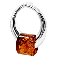 925 Solid Sterling Silver Real Cognac Baltic Amber Designer Beautiful Pendant
