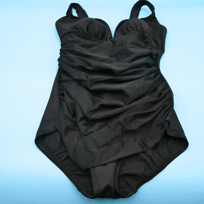 Miraclesuit Size US 10 Black Rock Solid Cherie Padded One Piece Swimsuit Cayenne