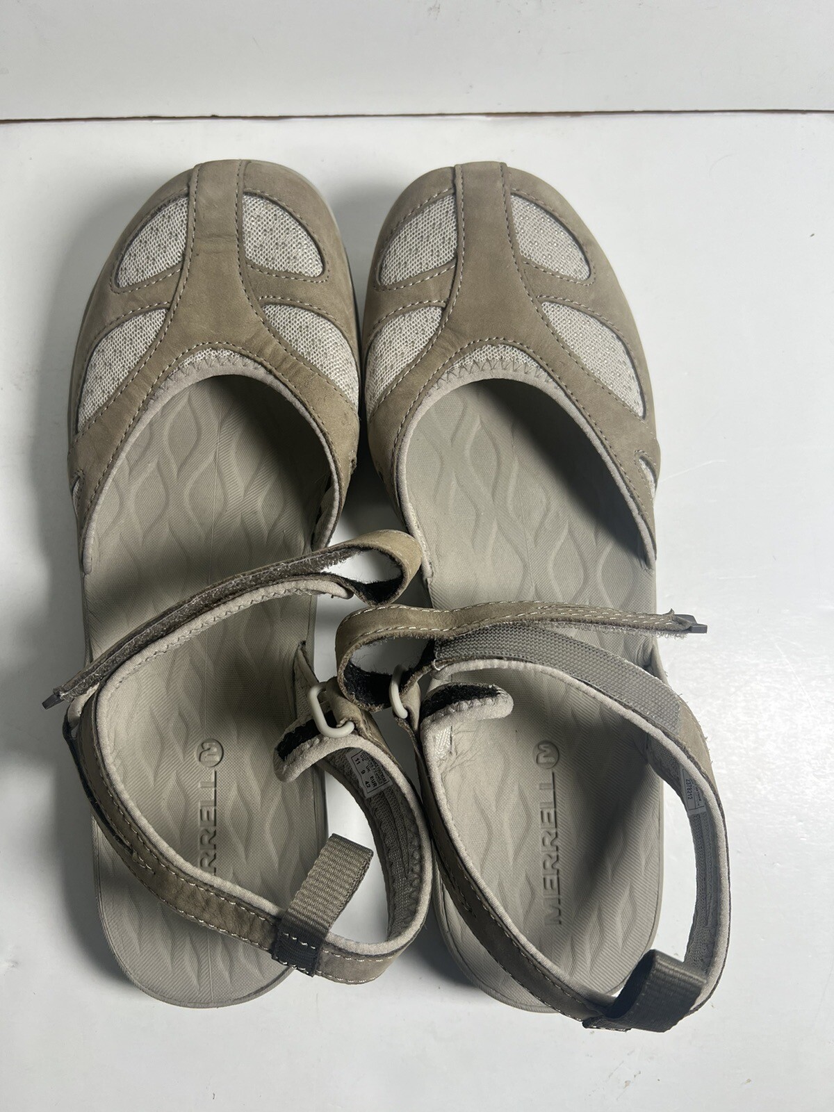 Sandali Merrell donna taglia sirena avvolgenti pelle marrone J19614 impermeabili