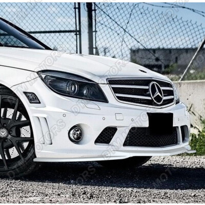 HDC Autosports Carbon Painted Front Bumper Spoiler Lip – 3-Piece – For 2008-2011 Mercedes-Benz W204 C63 AMG