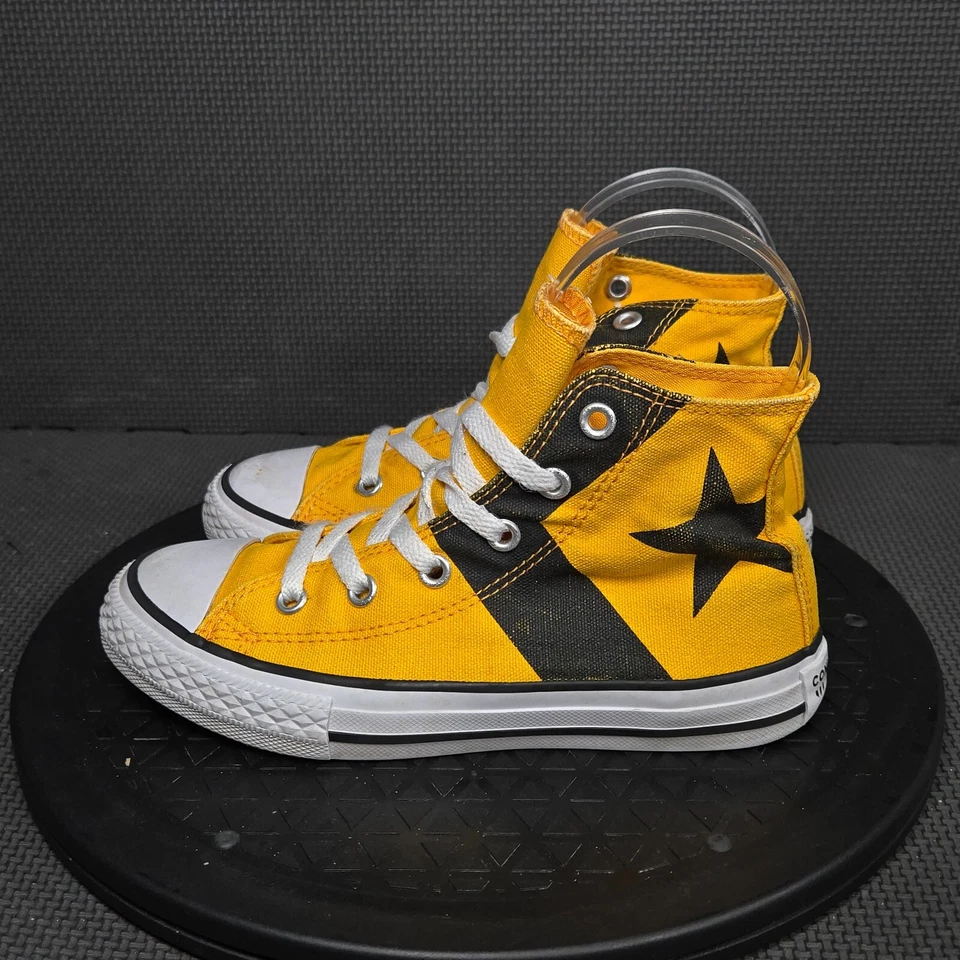 Converse Chuck Taylor Hi Top Shoes Toddler Sz 13 Yellow Black Canvas Sneakers - Image 3 of 4