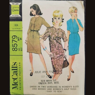 mccalls dress patterns McCall's 8177 #AshleyMcCalls View A has 3/4 sleeves McCall's Patterns McCall's Women's Buttoned