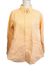 American Living Large Orange Stripe Long Sleeve Button Down Collar Dress Shirt
