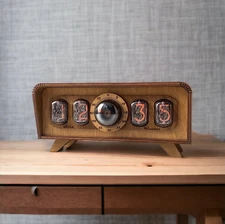 Nixie Tube Clock IN-12 - Made in Ukraine - Vintage Retro Table Clock - Wooden De