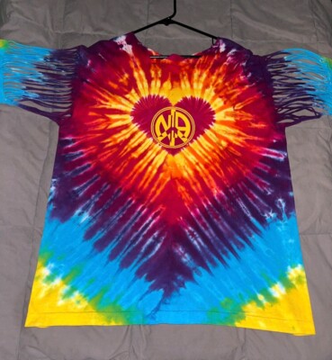 Narcotics Anonymous PeaceSignLogo Heart Tie Dyed,  Scoopneck, Shredded Sleeves .