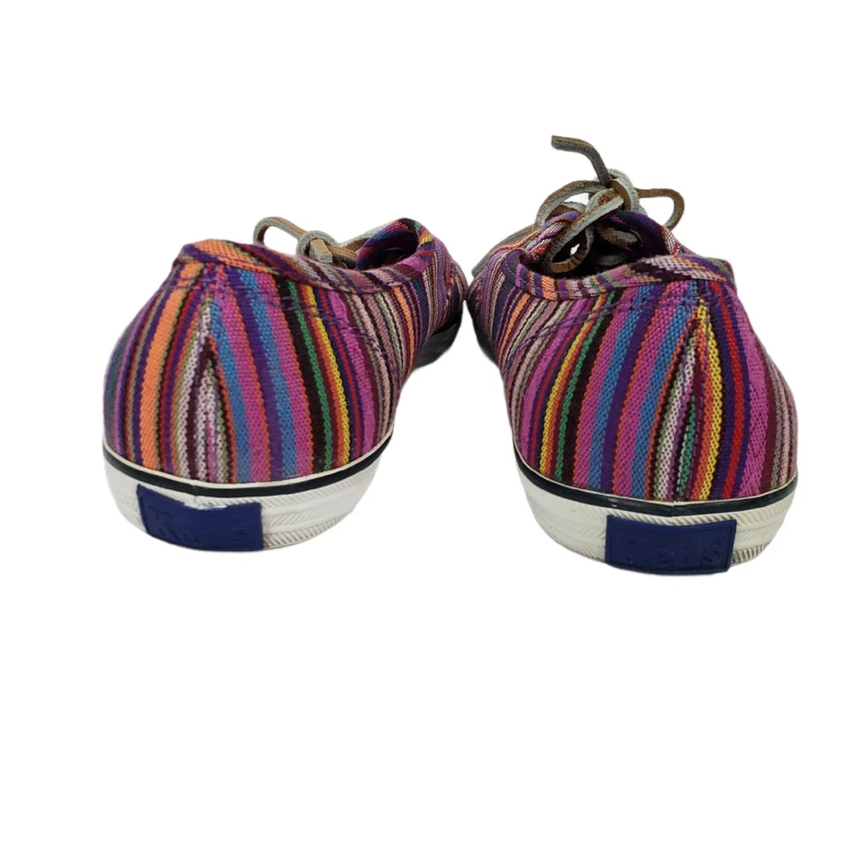 KEDS Striped SNEAKERS, Size 8.5, Pink, Blue, Burgundy, Green, EUC Leather Laces - Image 3 of 4