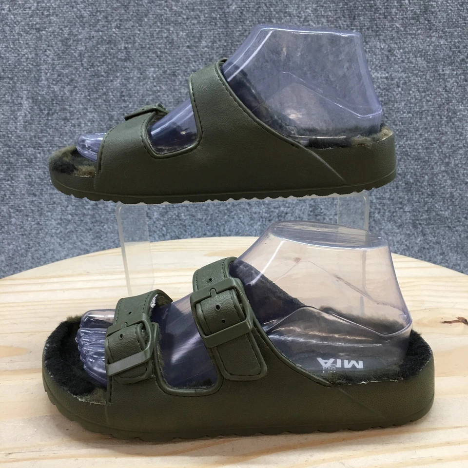 Sandalias Mia para mujer 7 deslizables oliva informales punta abierta hebilla correa piel sintética Foto 2 de 4