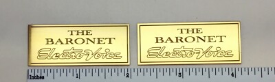 ElectroVoice EV The Baronet Speaker Badge Custom Engraved Brass Pair Free Ship