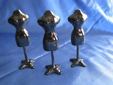 Vintage Set of 3 Black Metal Mannequin Dress Form 3 1/4"