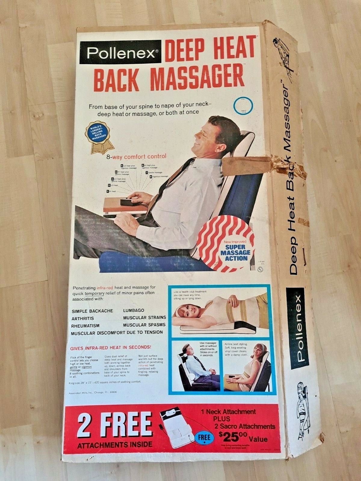 Pollenex VTG Pollenex B-130SAN Black/White Deep Heat Back Massager Full Size ...