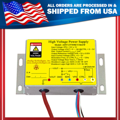 AHV12VN9KV1MAW High Voltage DC-DC Power Supply 12V Input Negative 9kV 1mA Output