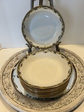 Limoges France Lucie Bowls Set Of 9 Pink Roses Gold Rim