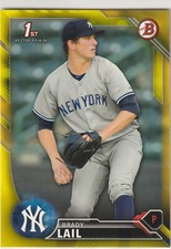 2016 Bowman Prospects New York Yankees Yellow Brady Lail #BP24 Pitcher NMOB