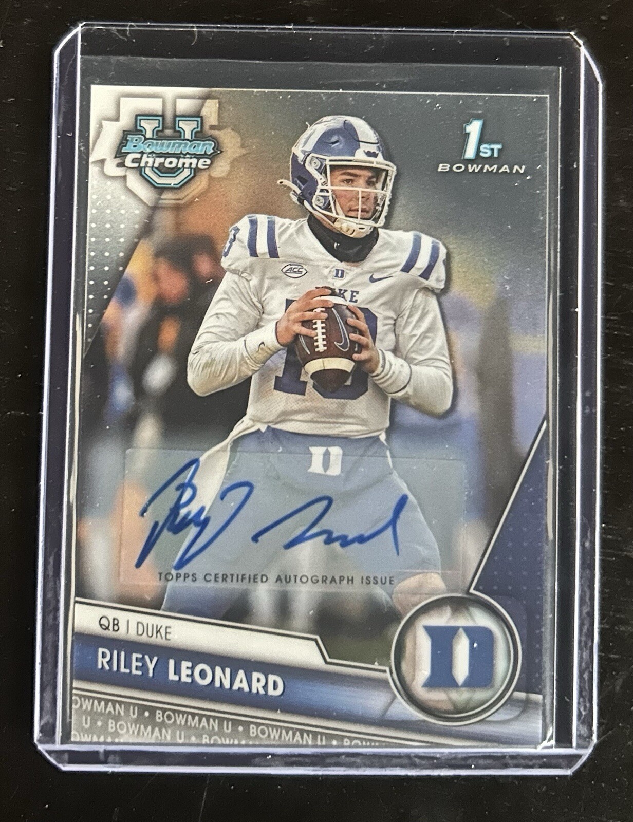 RILEY LEONARD 2023 Bowman University Chrome Prospect Auto #6 COLTS Notre Dame