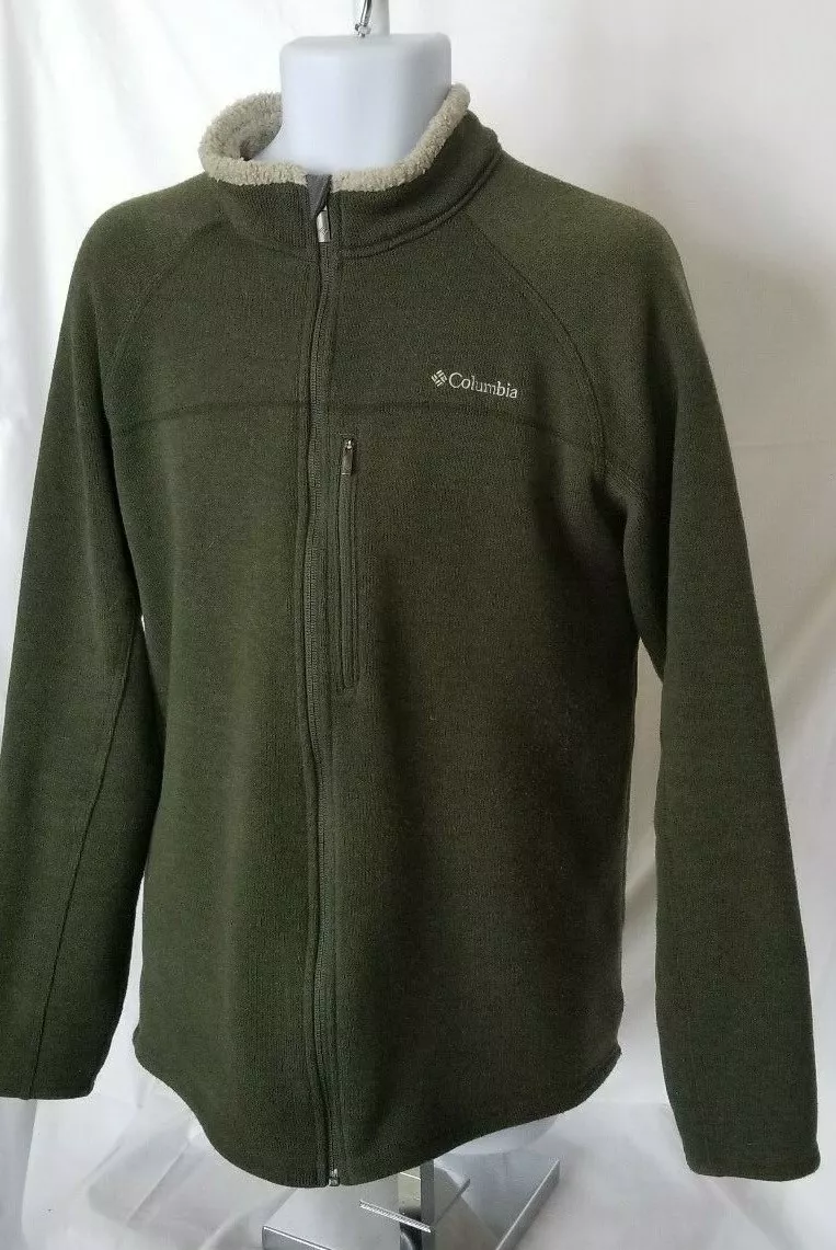 mens XL olive green Columbia fleece jacket with faux fur collar eBay