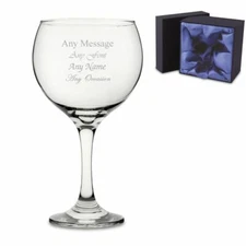 Personalised Engraved Gin Balloon Cocktail Glass with Satin Lined Gift Box