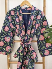 Floral handmade kantha jacket Japanese kimono style Floral kantha robe