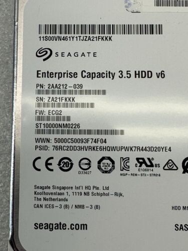 Seagate 10TB SAS 7.2K RPM 12Gbps 3.5in 4Kn HDD ST10000NM0226 IBM FRU: 00LY453 - Bild 2 von 5