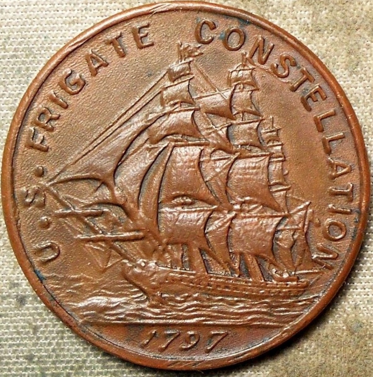 1797 USS FRIGATE CONSTELLATION COPPER MEDAL COIN Struck from