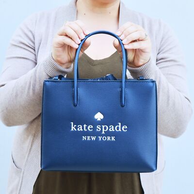 NWT Kate Spade TRISTA Leather Sam Bag Tote w Bow Tie Navy | eBay