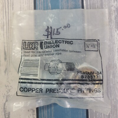 LDR 3/4'' X 3/4'' FSW DUM-34 Dielectric Union, 3/4 x 3/4 inch Pipe Size 873372