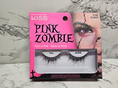 KISS Pink Zombie Limited Edition Vida Eyelash w/ Sparkle 1 Pair Lash #91082 NEW