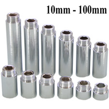 1/2" BSP Threaded Brass Chrome Round Tap Extension /Connector Water Pipe Fitting