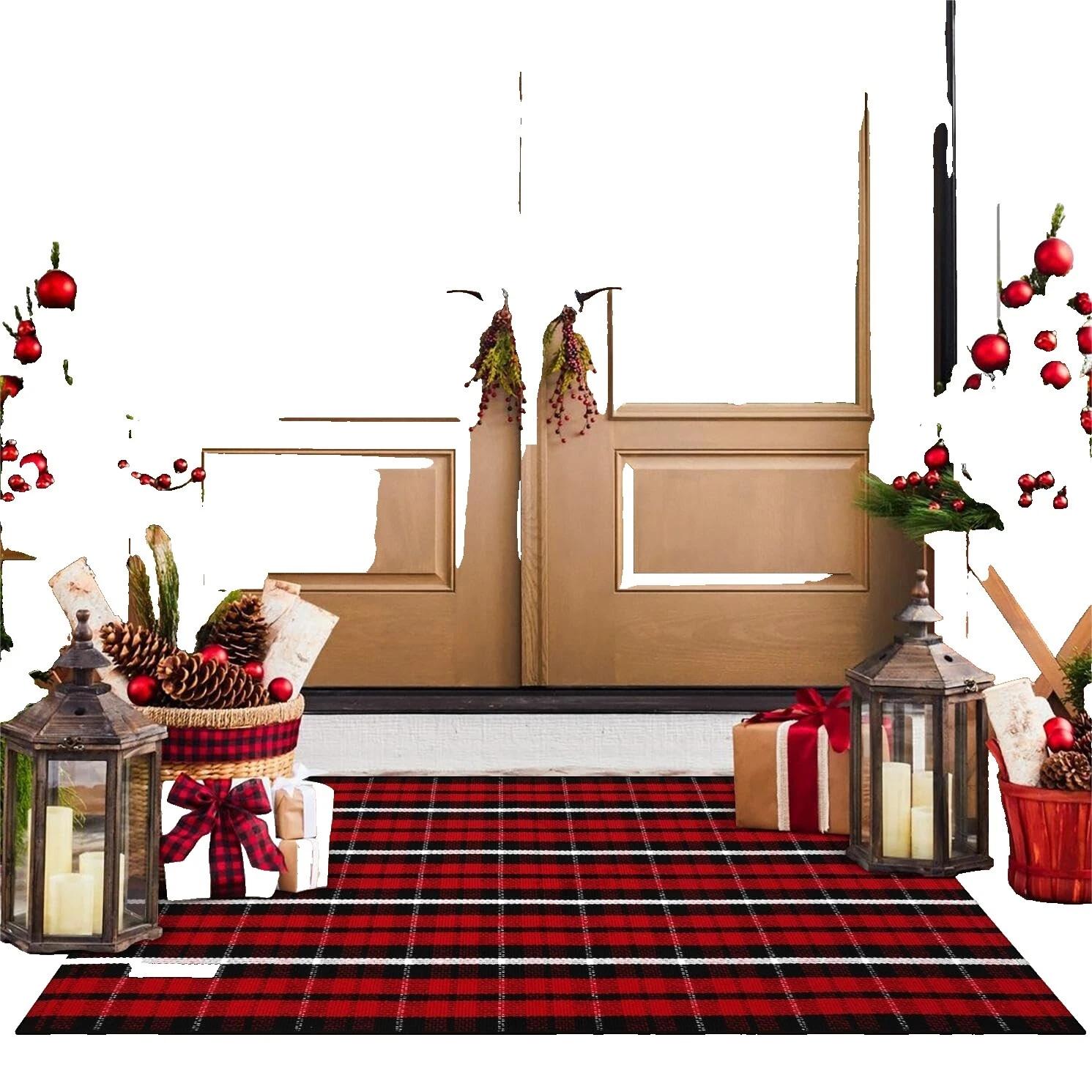 Puerta De cuadros Algodón tapetes y alfombras de piso